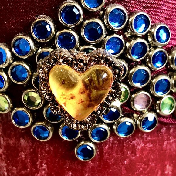 NWT ALEXANDRA'S ACCENTS Designer Art Hand Decorated Jeweled Pillar Candle 4x9 - Picture 6 of 9